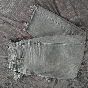 Dark wash black cut off jeans